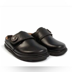 Haflinger Charlotte Clog Womens 41/10  Black Leather Single Strap Mule Slides